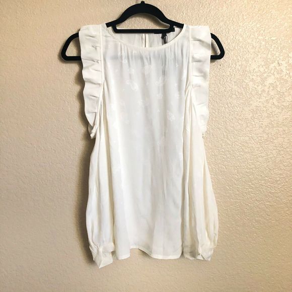 Maje NWT Loyd Cold Shoulder Top Ivory Ruffle Shirt - Picture 4 of 8